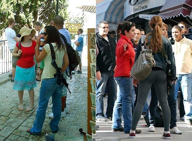 以色列女人你敢惹吗 逛街购物度假枪不离身